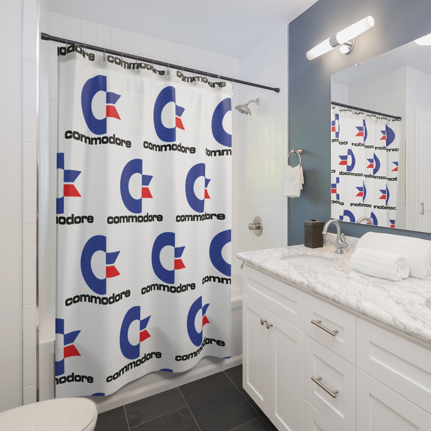 Commodore Logo Shower Curtain – LOADING... READY... SHOWER