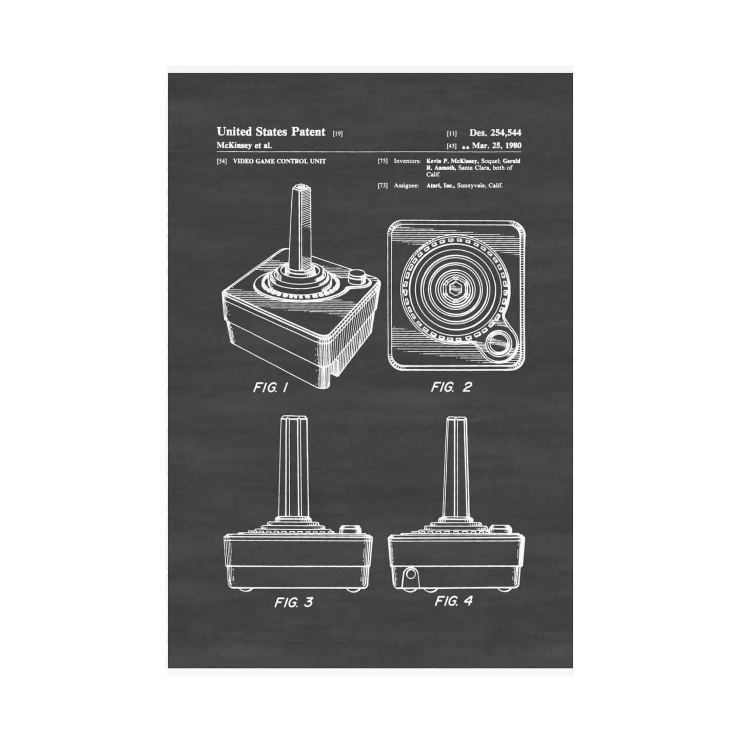 1980s Joystick Patent Poster – Retro Gaming Engineering Blueprint