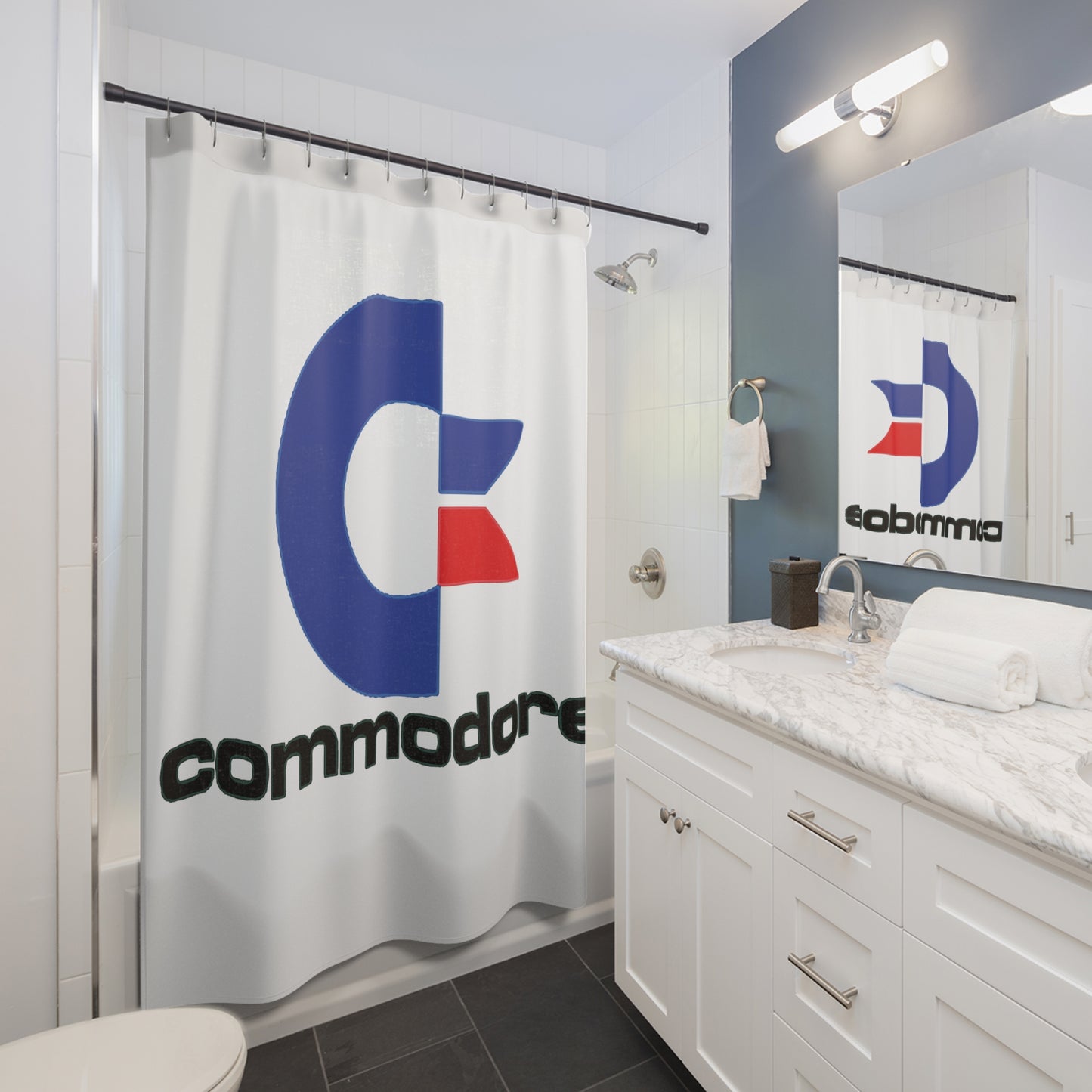 Commodore Logo Shower Curtain – Stay Classic While You Wash Your A*…sterisk!