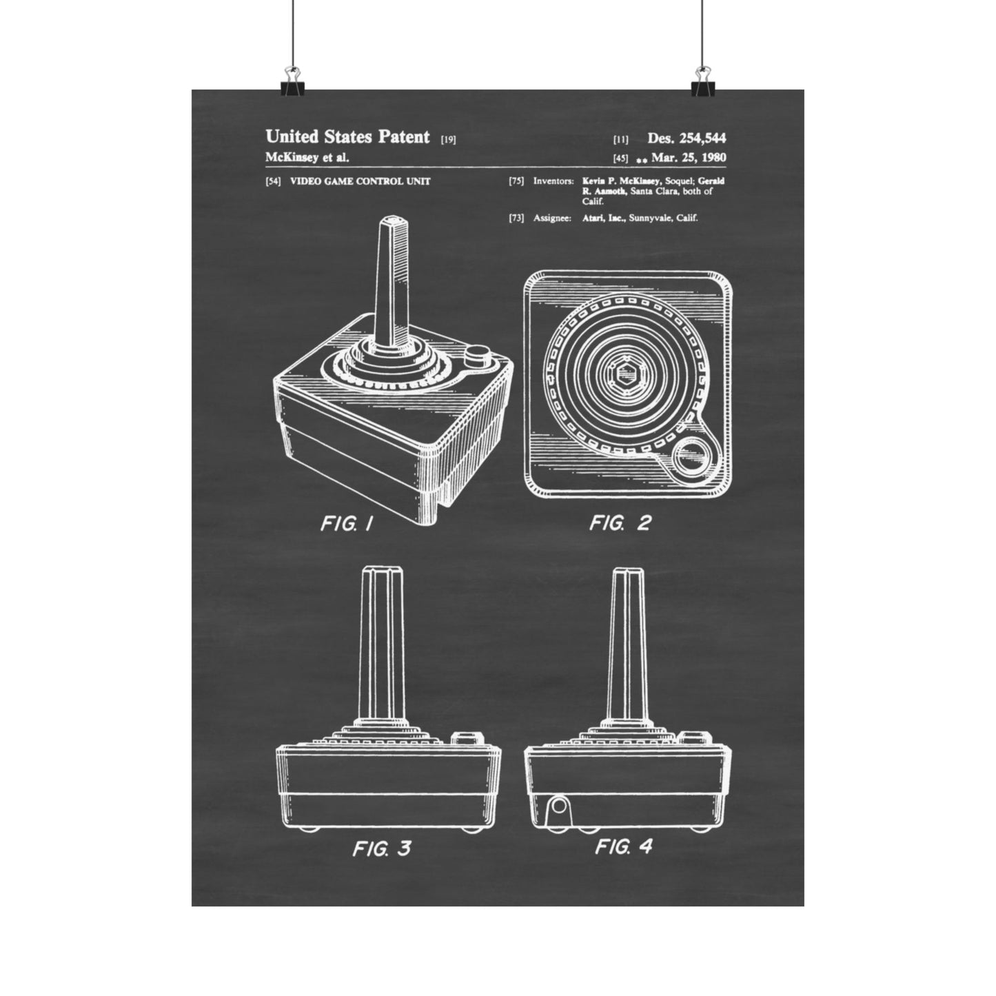 1980s Joystick Patent Poster – Retro Gaming Engineering Blueprint