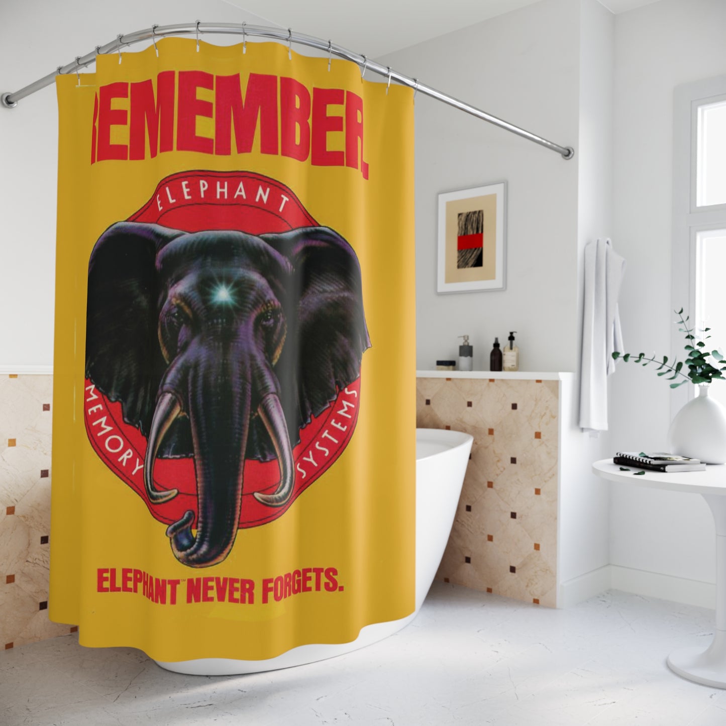 Elephant Memory Systems Shower Curtain – Never Forget... to Take a Shower!